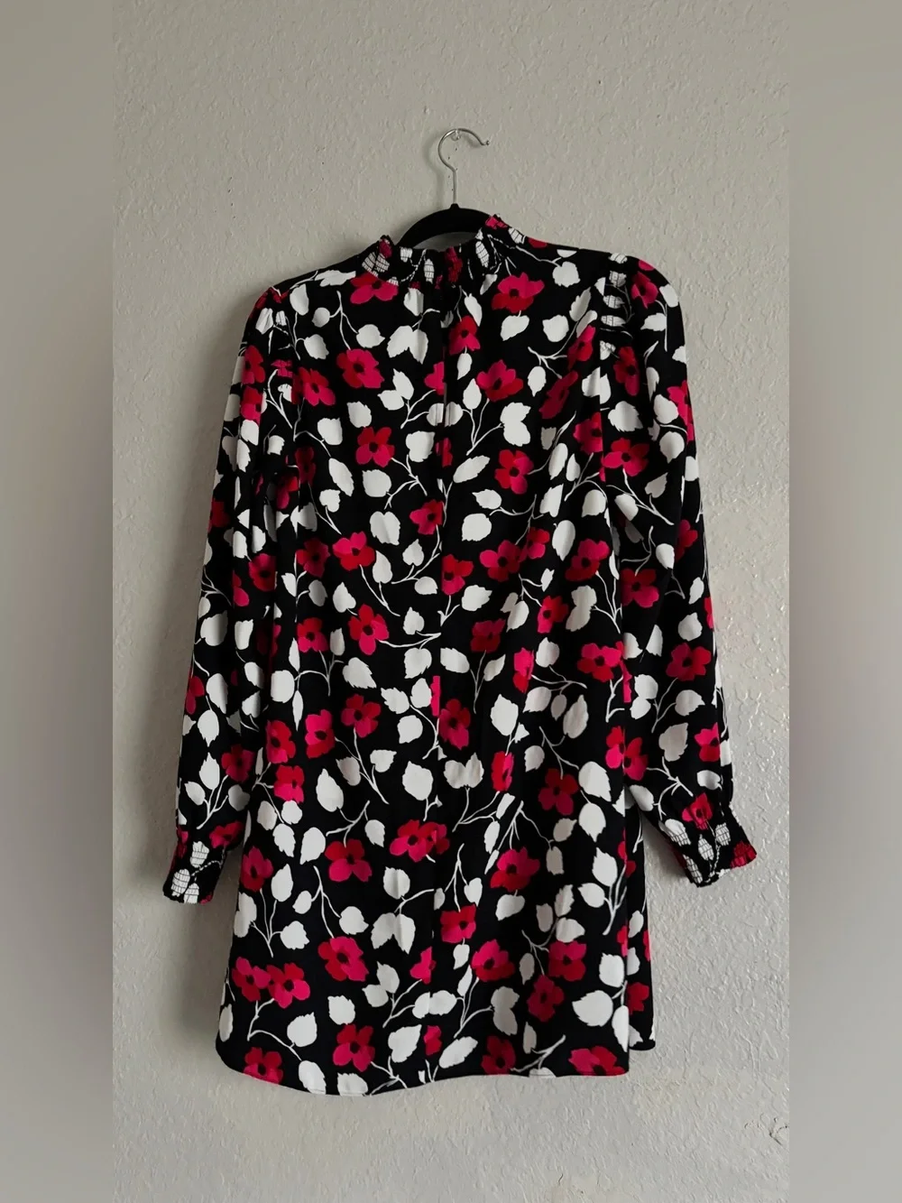 Kate spade Fleur Crepe Long Sleeve Floral Shift Dress